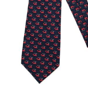 Lauren Ralph Lauren Men’s Silk Tie Navy Red Whale 61 inch Designer Wide Tie New